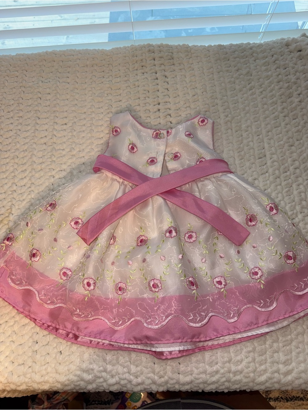 Youngland White and Pink Floral Embroidered Party Dress